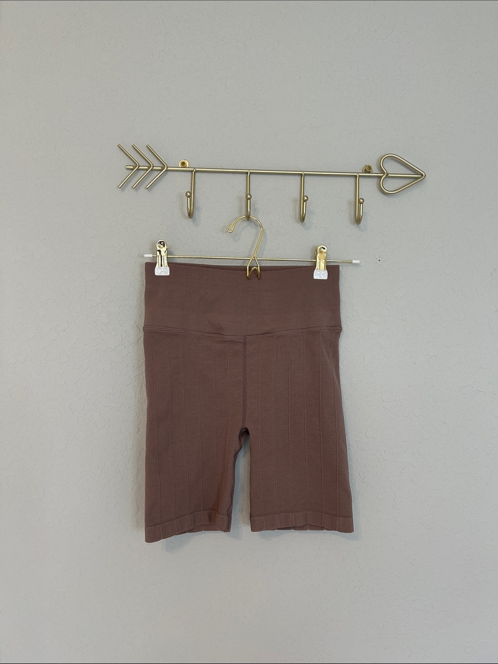 Spiritual Gangster Ribbed Seamless Biker Shorts Taupe/Brown XS/S High Rise Yoga